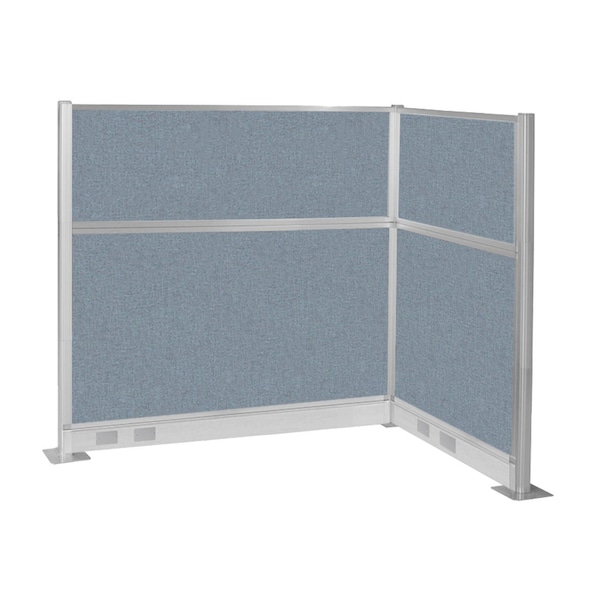 Pre-Configured Hush Panel Electric Cubicle (L Shape) 6' x 4' Powder Blue Fabric